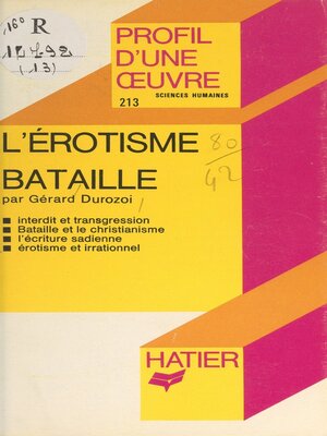 cover image of L'érotisme, de Bataille
